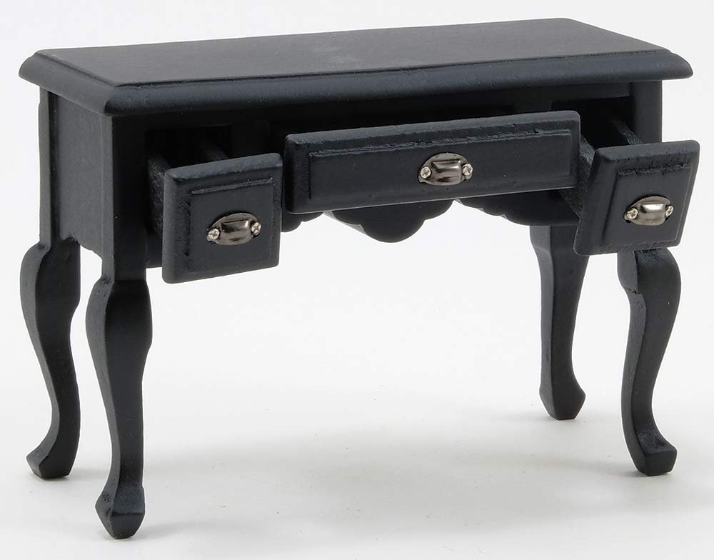 Melody Jane Dolls Houses Classics by Handley Dollhouse Miniature Black Desk with Pewter Drawer Pulls