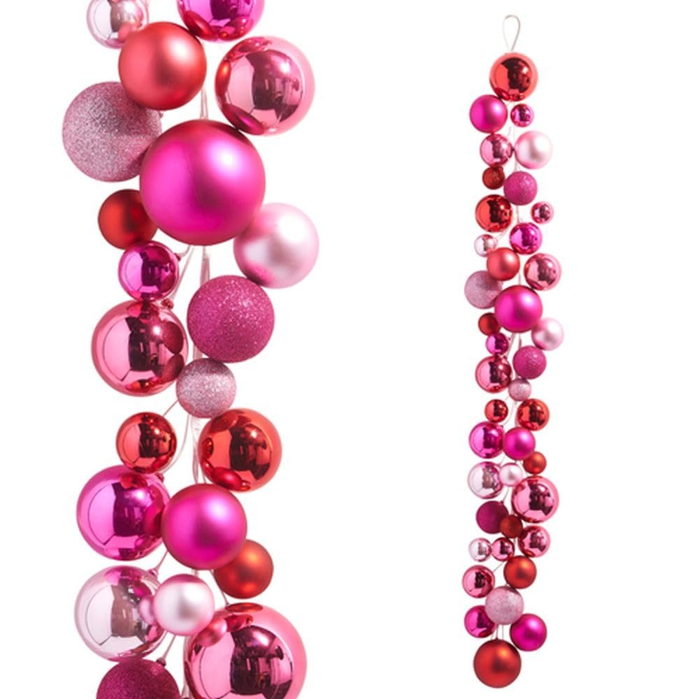 RAZ Imports Ball Garland, 48-inch Length, Pink, Plastic, Christmas, Home Décor