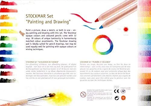 Stockmar Art Set: Opaque Colors, 18 FSC Certified Hexagonal Colored Pencils +1 Graphite Pencils and Drawing Pad (120 GSM)