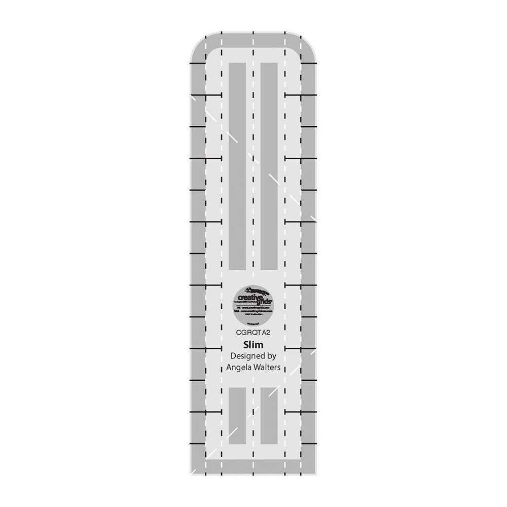 Creative Grids Machine Quilting Tool – Slim – CGRQTA2 – Made in USA, Non-Slip Grip Acrylic Quilting & Sewing Template Ruler for Free-Motion quilt Patchwork Design on Domestic Sewing & Longarm Machines