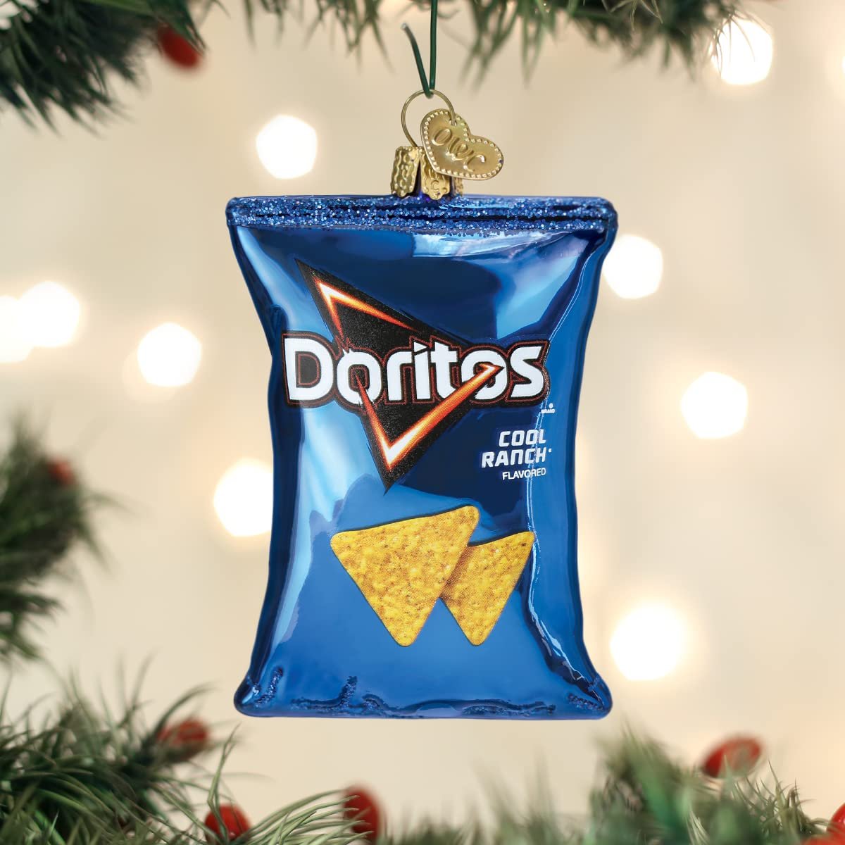 Old World Christmas Doritos Cool Ranch Chips Glass Blown Ornament for Christmas Tree