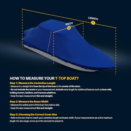 Seal Skin Covers T-Top Boat Cover, Waterproof & Heavy-Duty Cover for Center Console Boats, Fits 26' L & 108" W, UV & Fade Resistant, Secure Fit with Straps for All-Weather Protection
