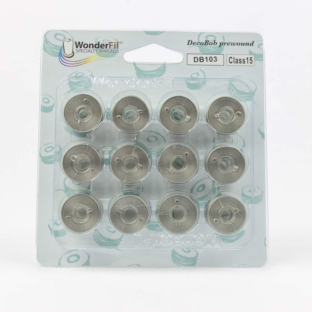 WonderFil, Specialty Threads, DecoBob, Pre-Wound Bobbins, Class 15 - Grey