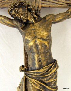 Joseph's Studio by Roman, Cross and Crucifix Collection, 13.25" H Antique Gold Crucifix, Home Décor, Devout Gift, Prayerful Inspiration (7x7x13)