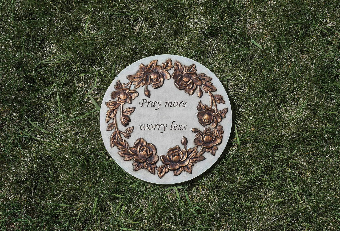 Roman Giftware Inc., Garden Collection, 9" D Pray More Worry Less,Religious, Inspirational, Durable (9x1x9)