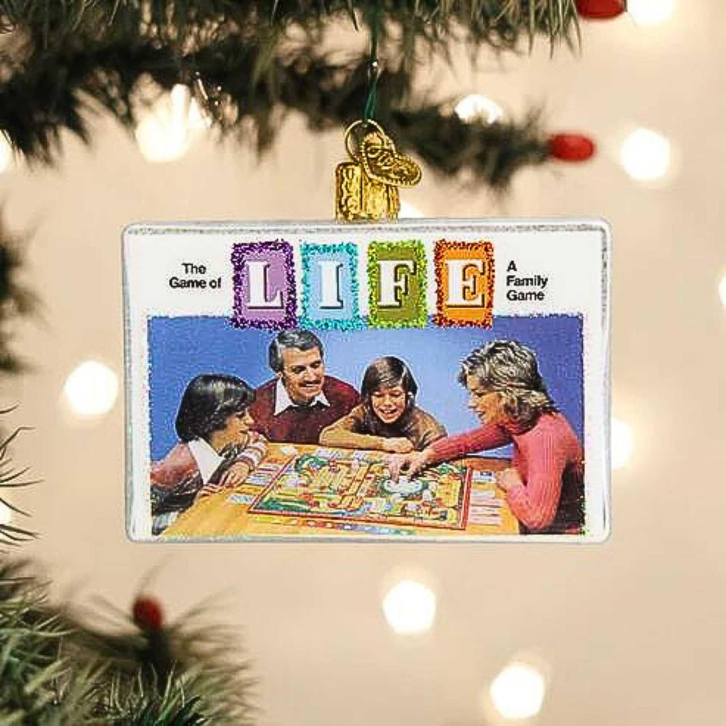 Old World Christmas The Game of Life Glass Blown Ornament for Christmas Tree, Handcrafted Holiday Decoration, Hasboro Games Collection