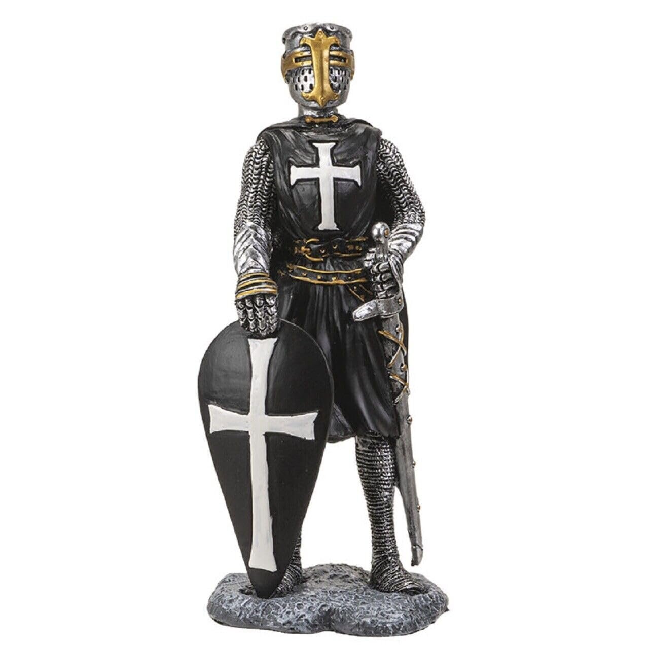 Pacific Trading Crusader Knight with Shield Figurine 8 Inch Black