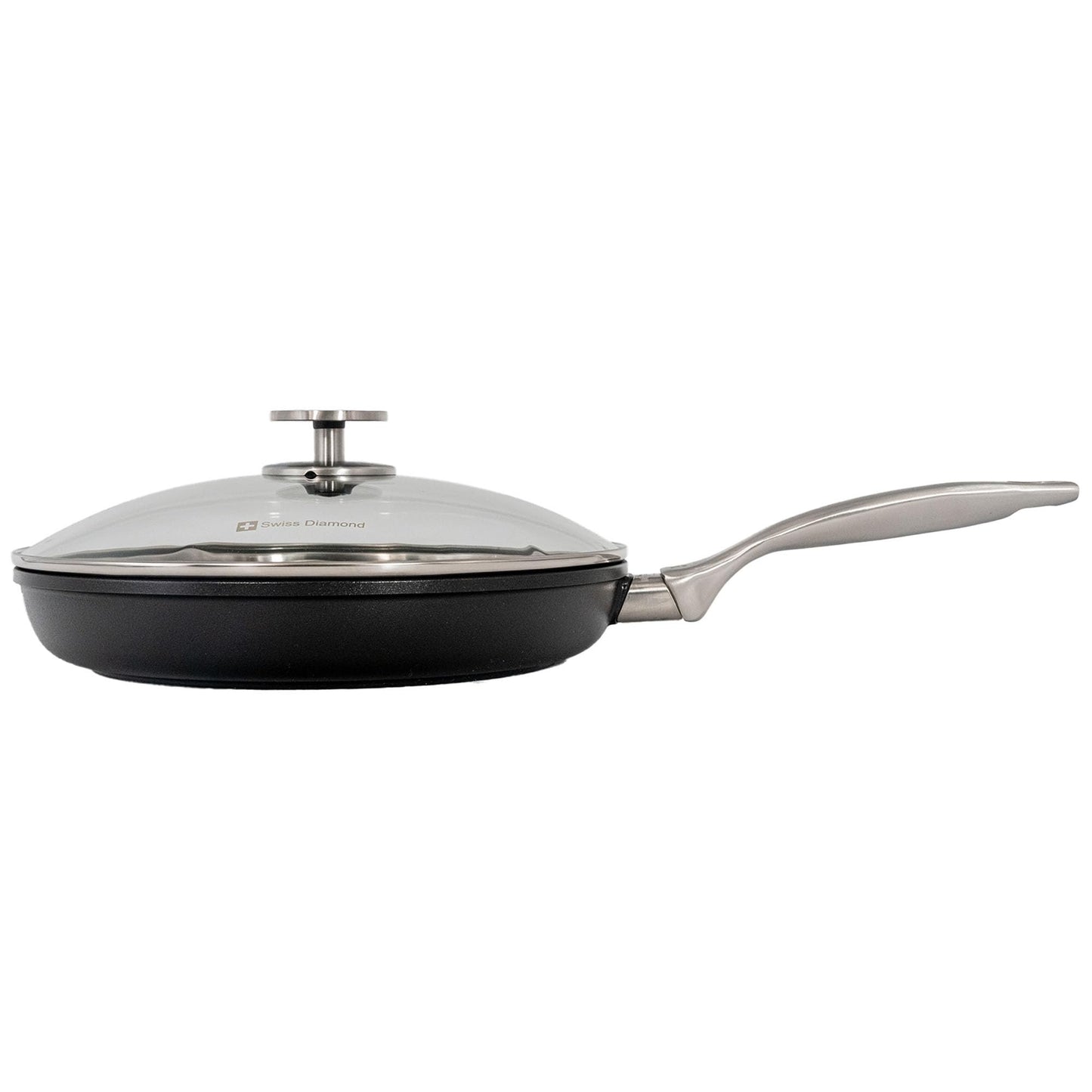 Swiss Diamond Nonstick Frying Pan Hybrid Ceramic and Diamond-Infused Fry Pan With Glass Lid, Dou Ceramic, Dishwasher and Oven Safe Fry Pans