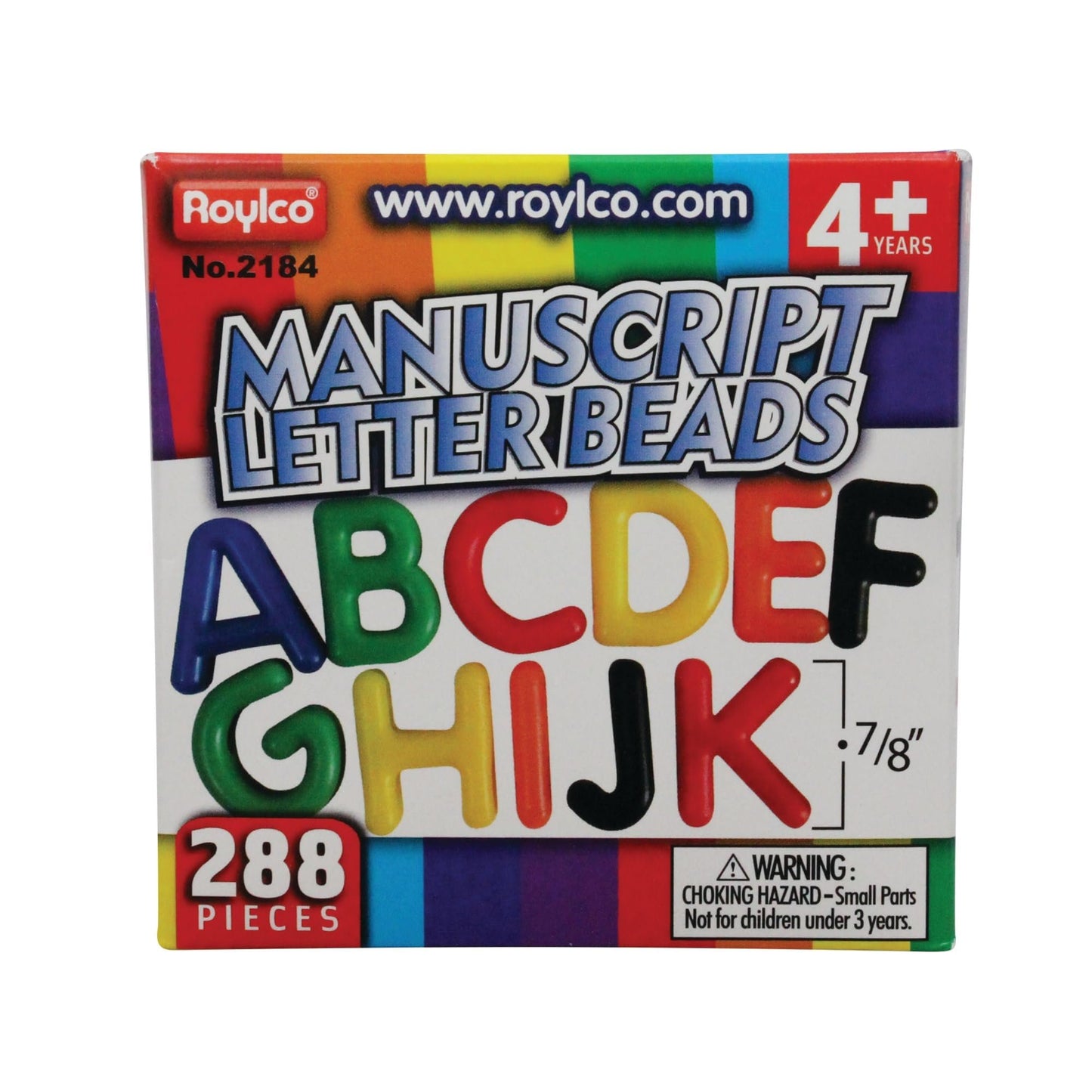 Roylco® Uppercase Manuscript Letter Beads, Assorted Colors, Box of 288