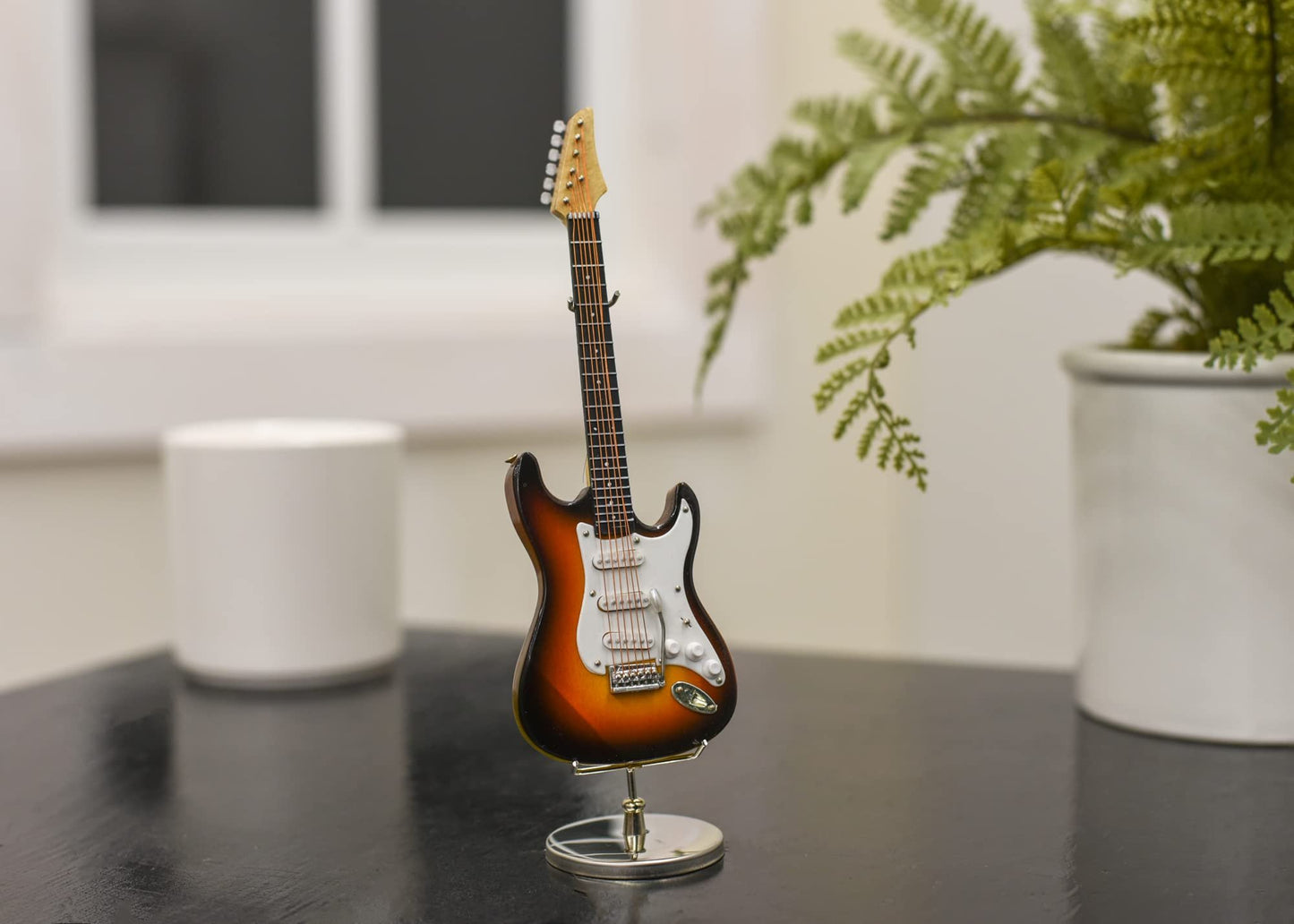 Broadway Gift Co. Dark Brown Miniature Electric Guitar 7 inch Wood Table Top Décor