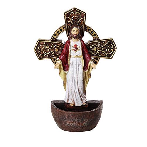 Divinity Collection Religious Catholic Holy Water Font for Home Religious Sacrament Entrance Wall Mount Statue Baptismal Promise Reminder