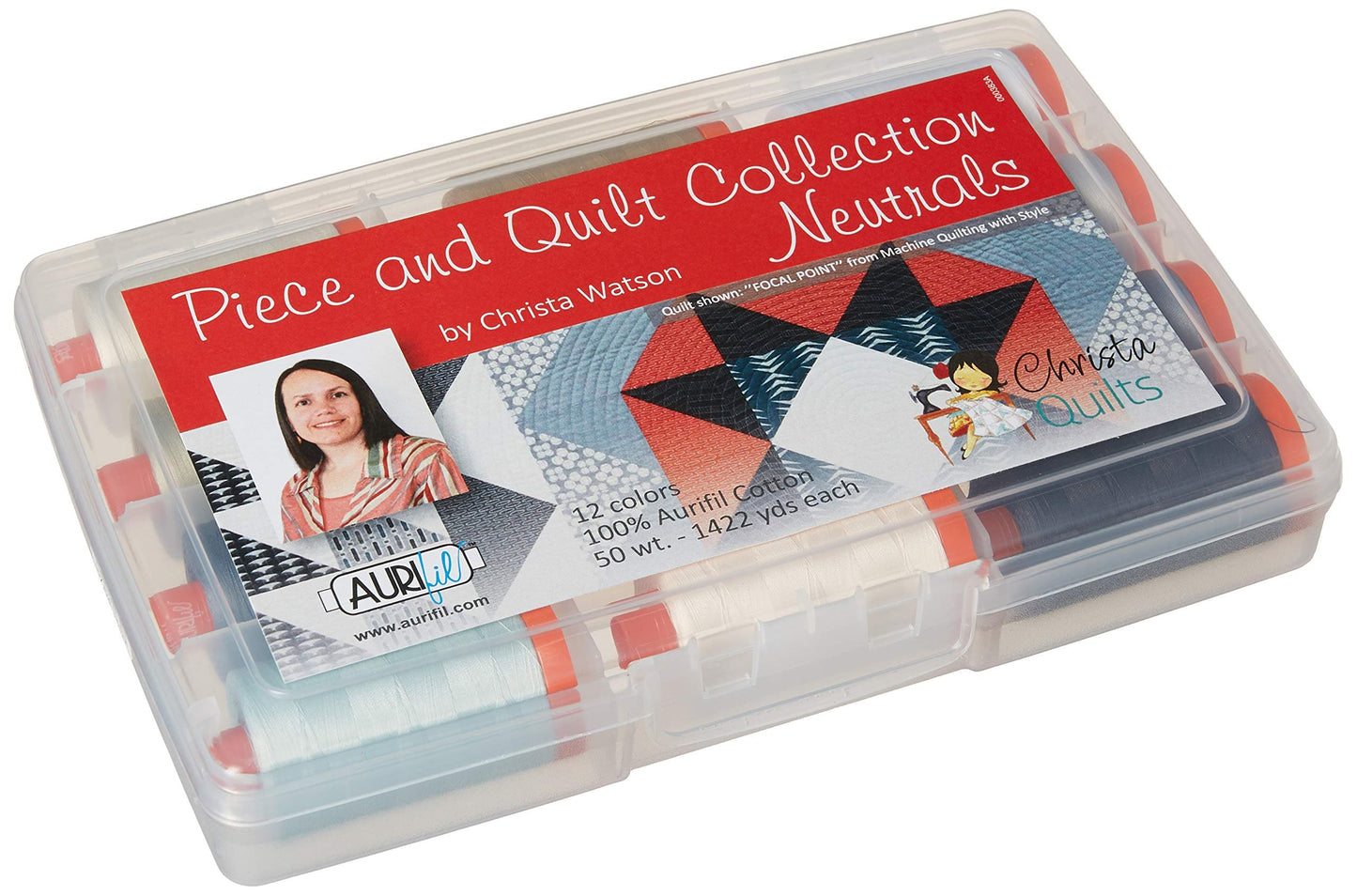 Christa Quilts Piece and Quilt Neutrals Aurifil Thread Kit 12 Large Spools 50 Weight CW50PQN12, Assorted, 12 count (pack of 1)