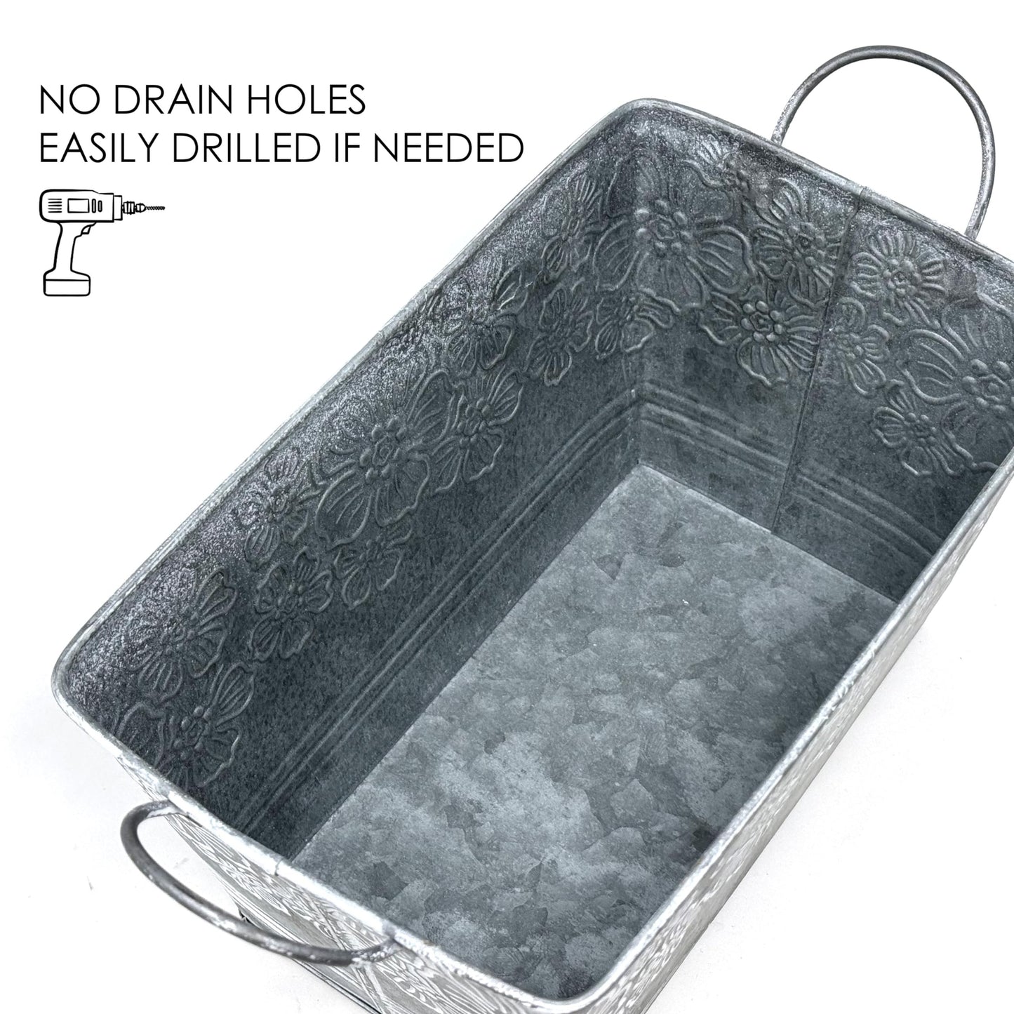 allgala llgala Galvanized Planter Pot Indoor and Outdoor Decoration-Rectangular