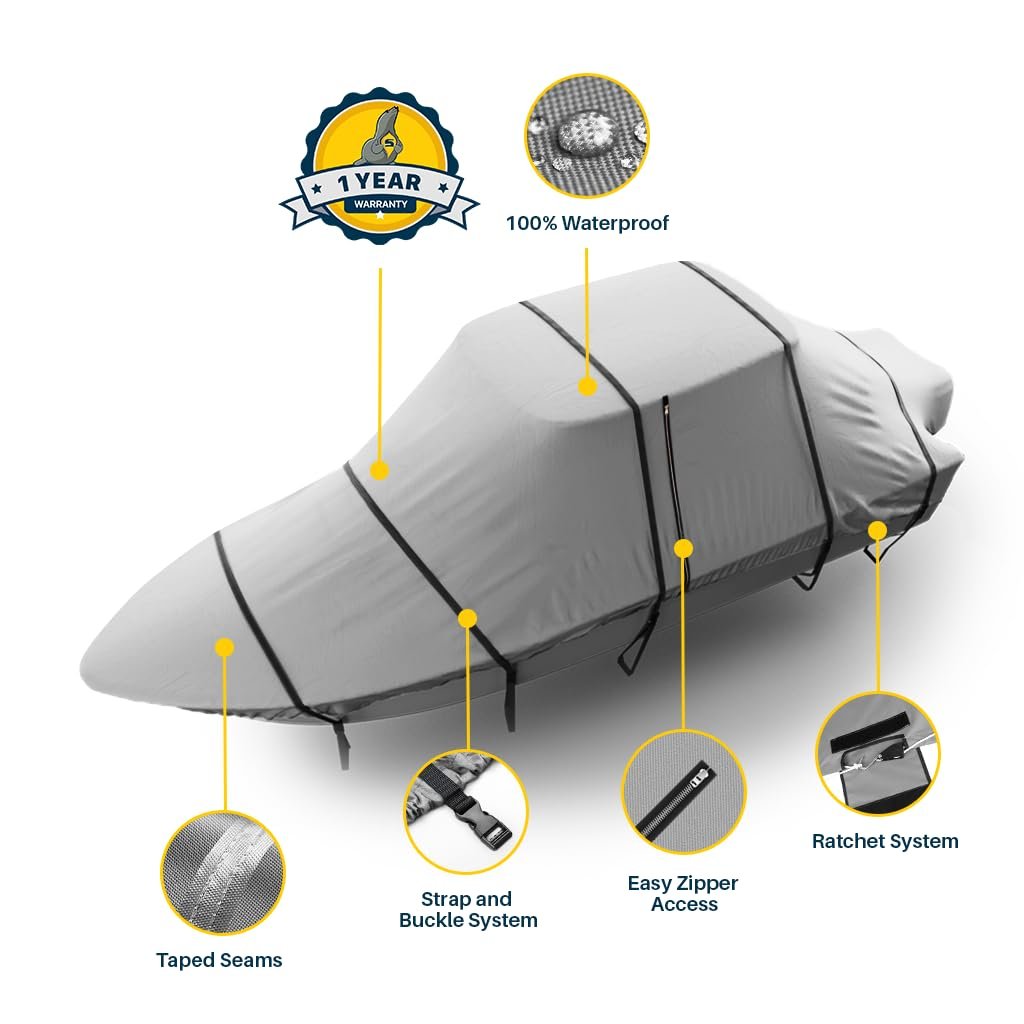 Seal Skin Covers T-Top Boat Cover, Waterproof & Heavy-Duty Cover for Center Console Boats, Fits 26' L & 108" W, UV & Fade Resistant, Secure Fit with Straps for All-Weather Protection