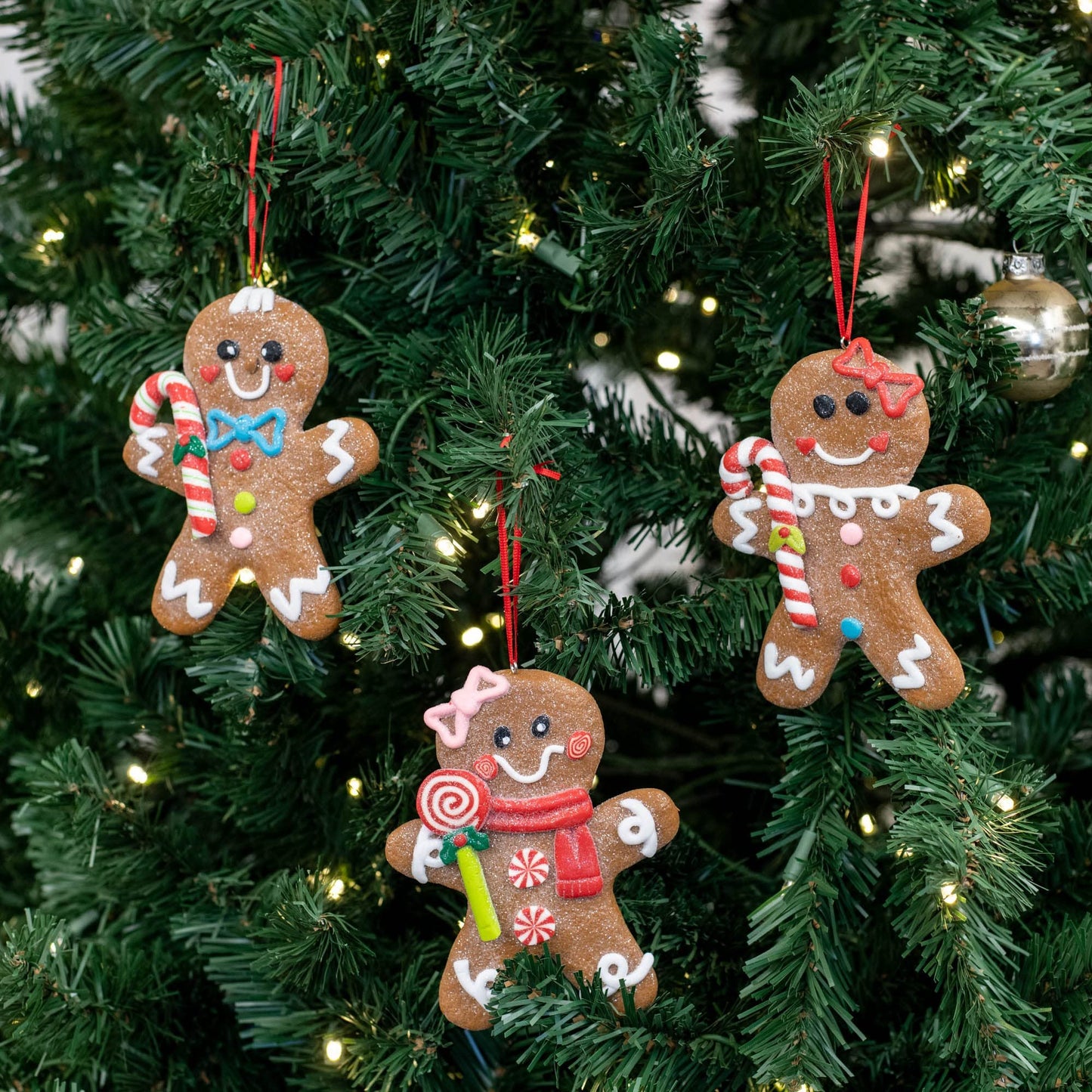 RAZ Imports No Place Like Home Brown Gingerbread Man Clay Dough Christmas Ornaments Set 3