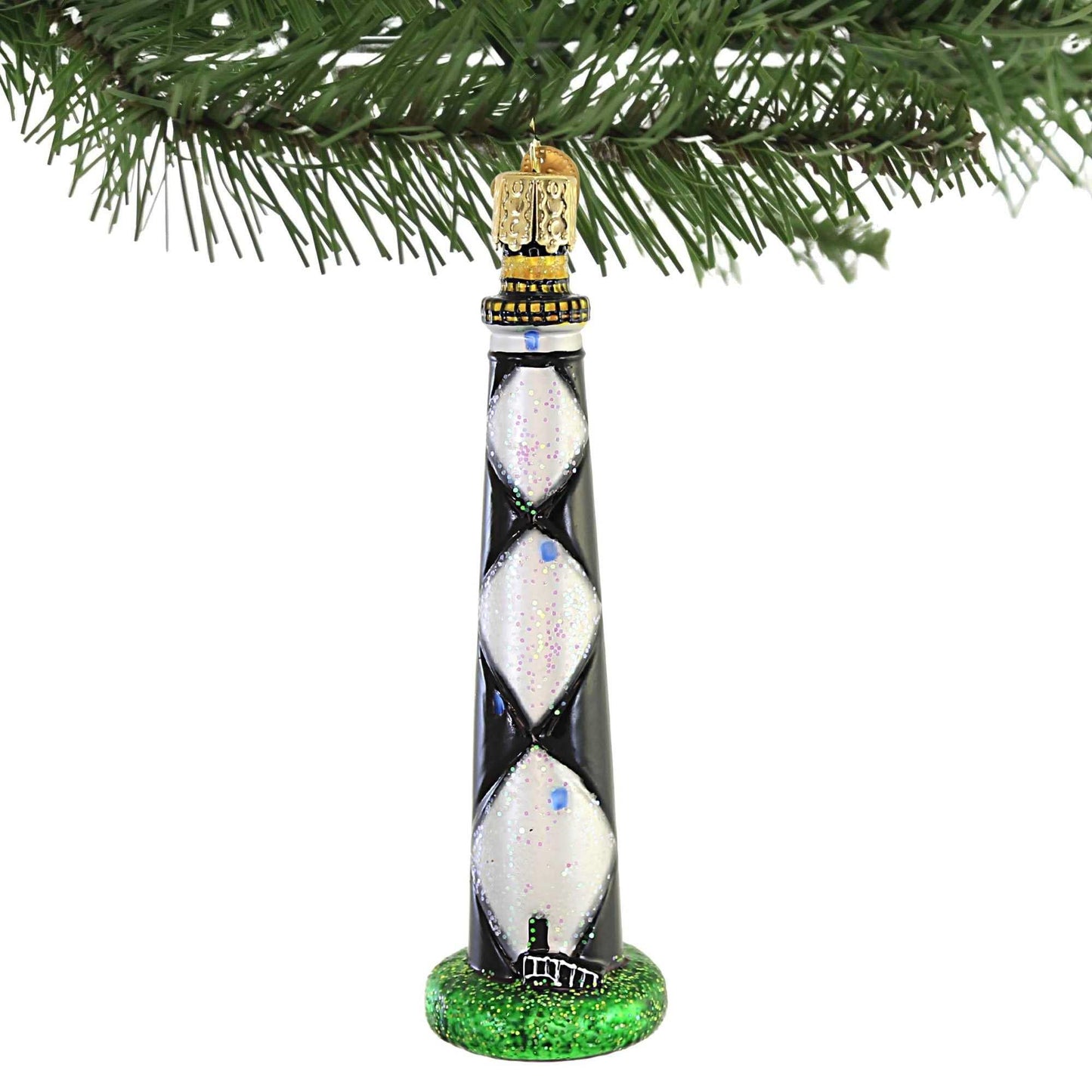 Old World Christmas Cape Lookout Lighthouse Glass Blown Ornament for Christmas Tree
