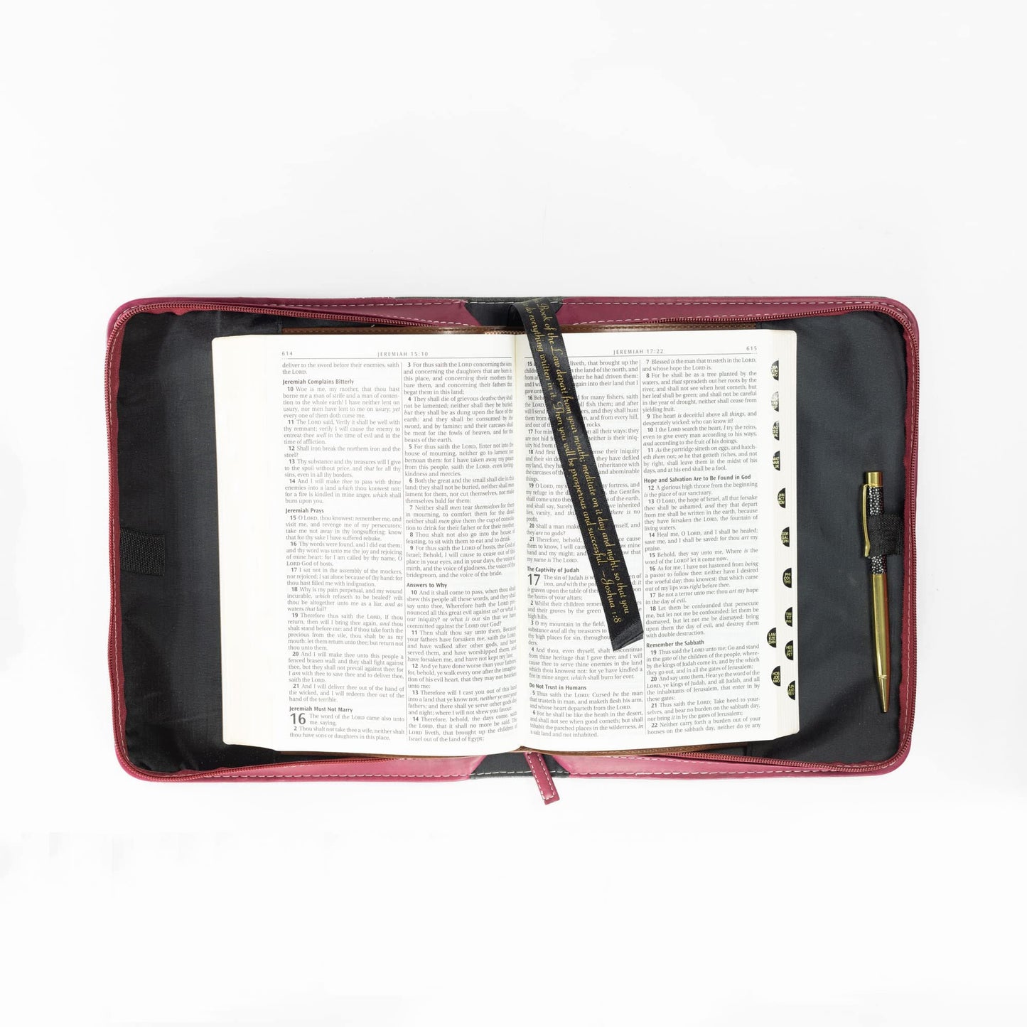 God of Hope Joy Peace Romans Black and Burgundy Large Faux Leather Bible Cover