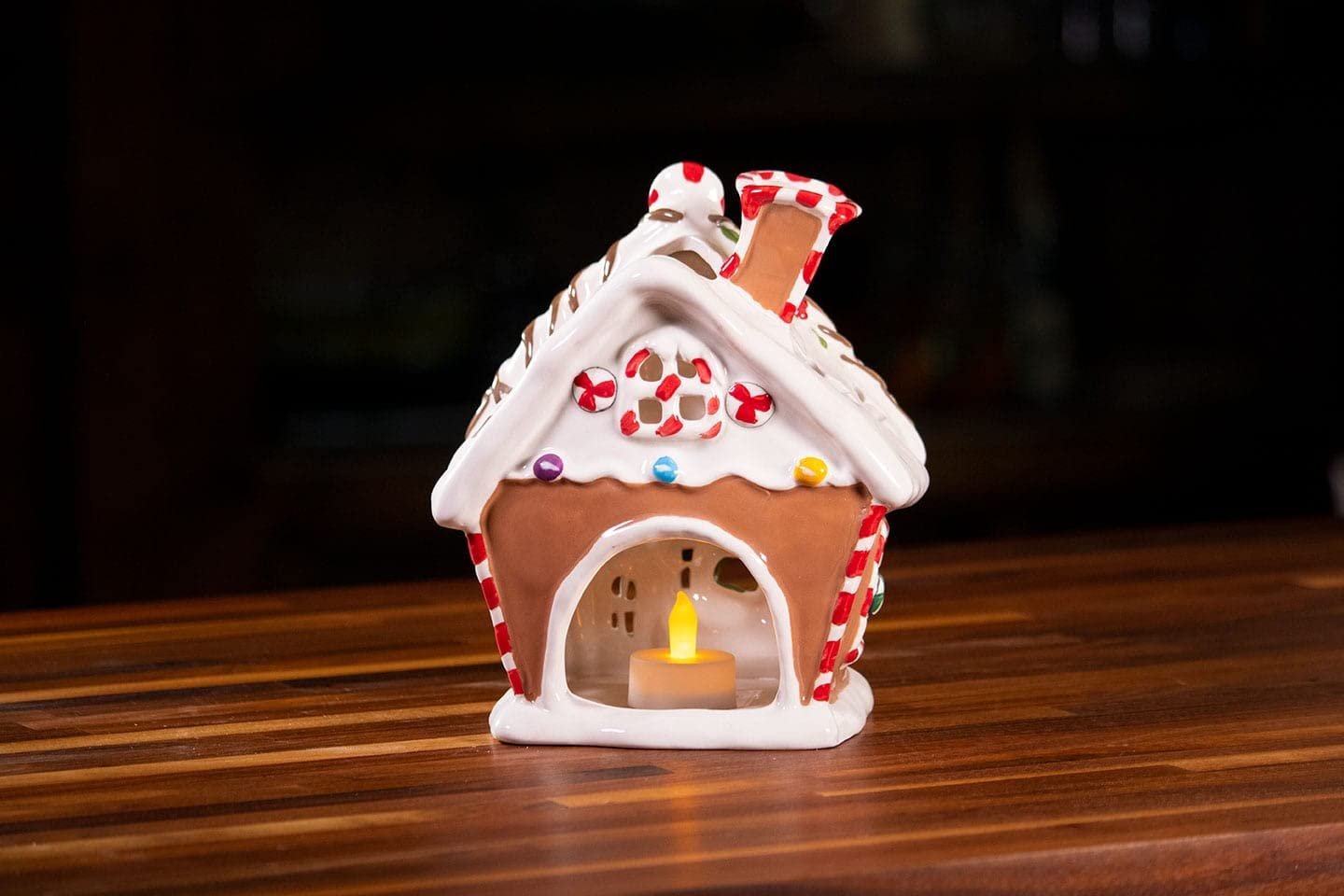 Blue Sky Ceramics Dancing Gingerbread Bakery Candle House, Multi (1840)