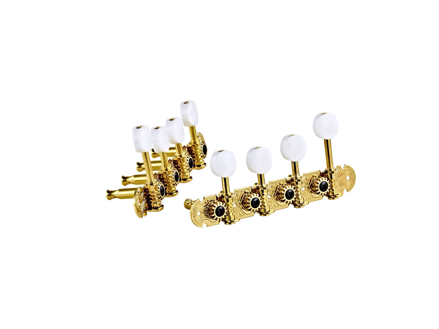 Ortega Guitars Premium F-Style Mandolin Tuning Machines 4L x 4R Gold w/Perloid Buttons (OTMMAPREM-GO)