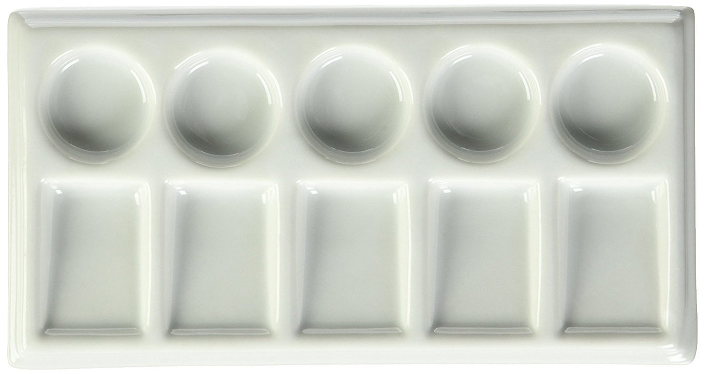 Jack Richeson JACK-420705 5-Round and 5-Slant Porcelain Palette Mixing Tray