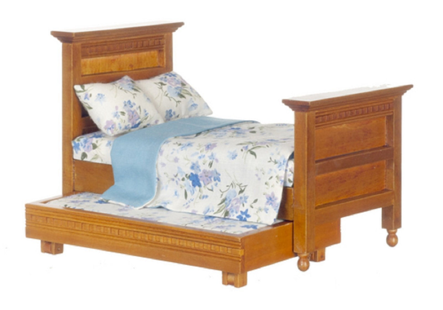 Dollhouse Miniature 1:12 Scale Walnut Trundle BED #T6200