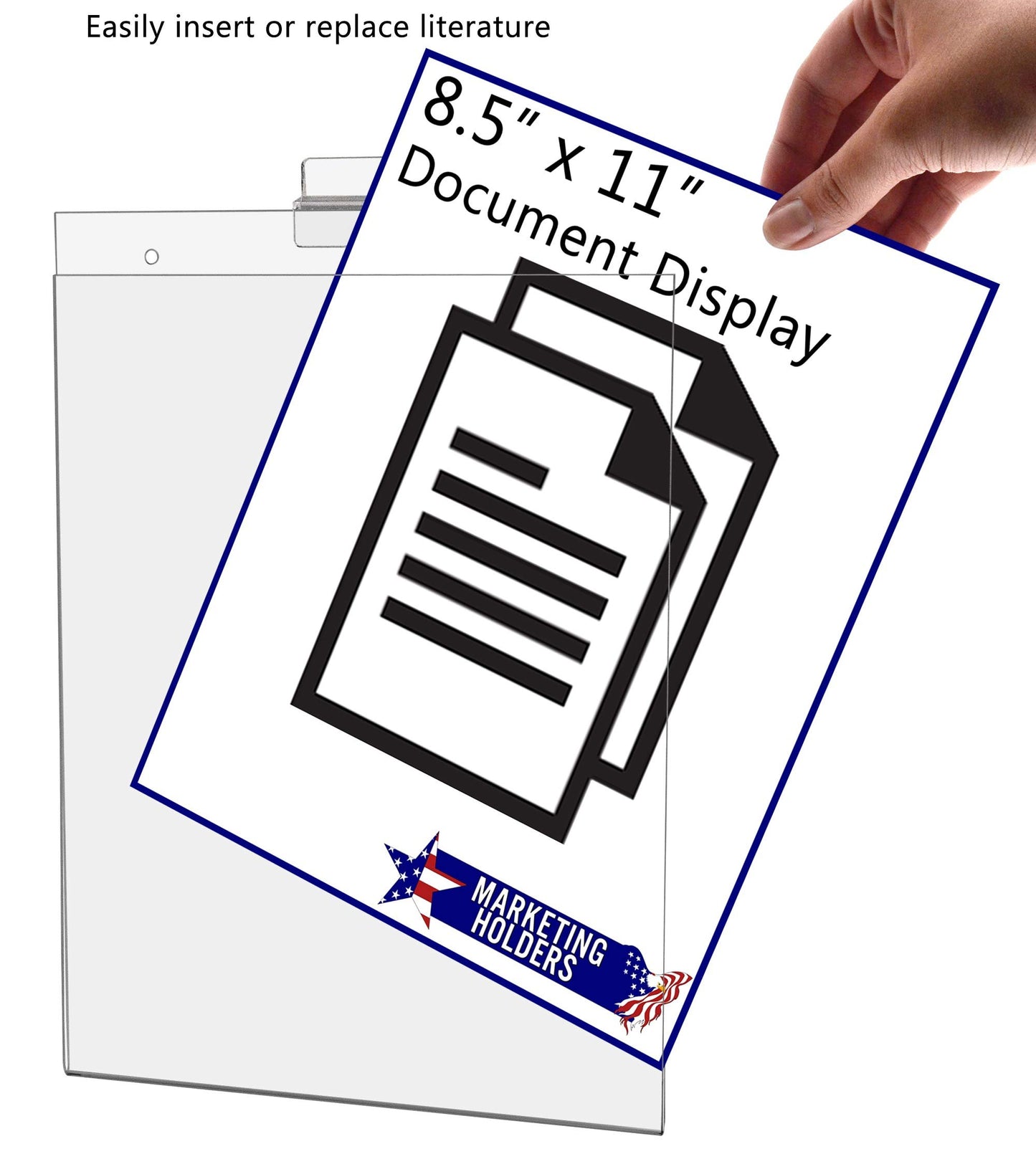 Marketing Holders Slatwall Acrylic Sign Holder Vertical 8 1/2" x 11"