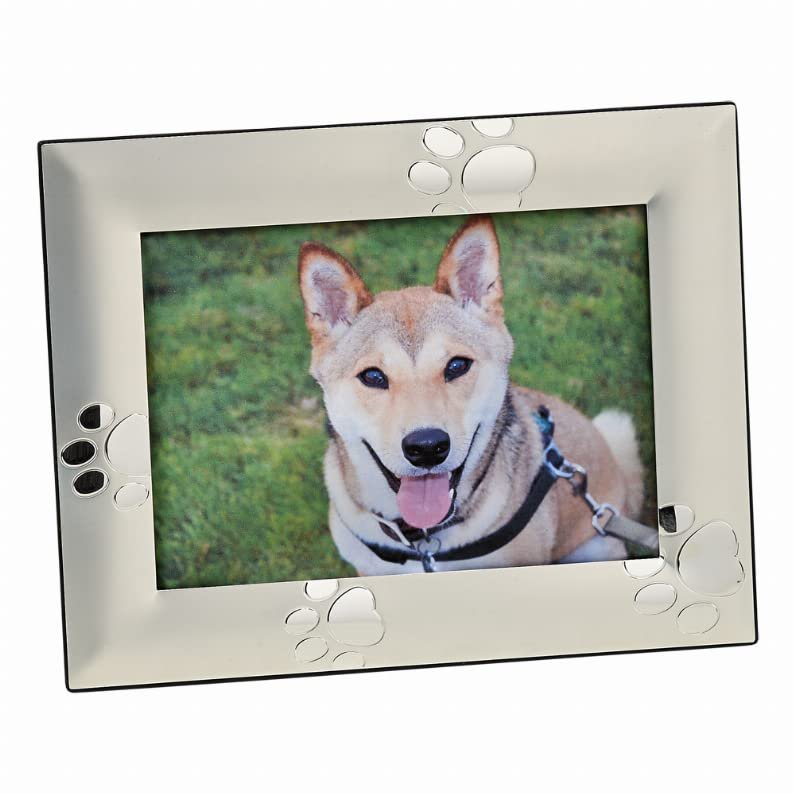 Creative Gifts International 24159 Puppy Paw Print Picture Frame, Silver, 5" x 7"-P