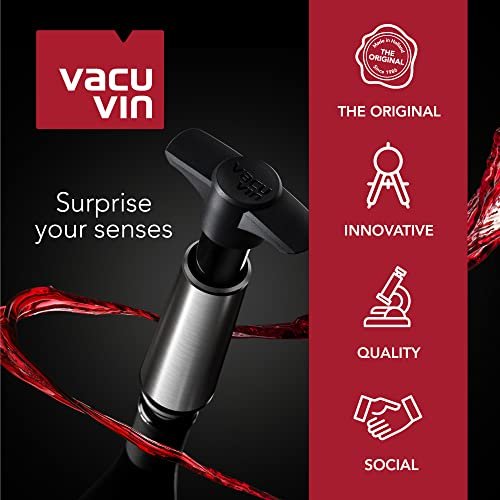 Vacu Vin Wine Saver Vacuum Stoppers - Airtight Seal for Opened Bottles to Preserve the Freshness Up to 10 Days - Easy to Use Perfect for Every Occasion, Set of 10 - Gray