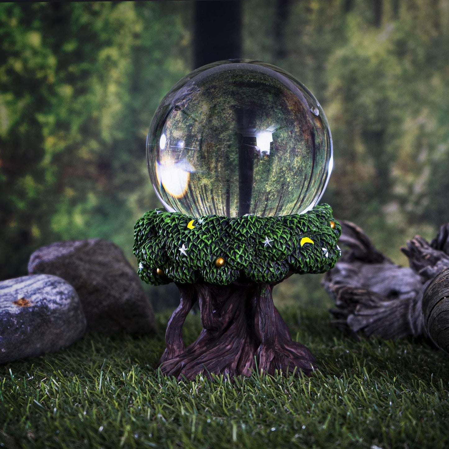 Pacific Trading Tree of Life Gazing Ball Outdoor Garden Decorations, Hand Painted Durable Mirror Globe Home Decor, 8.5 Inches