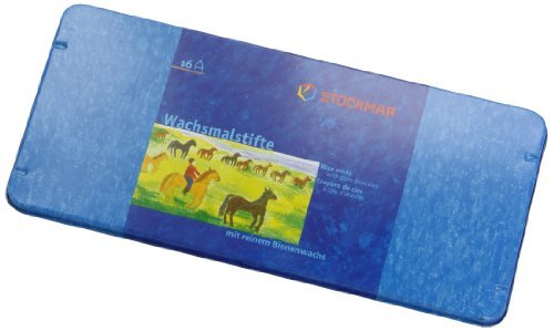 Stockmar 32000 Pure Beeswax Wax Crayons 16 Bright Colours with Scraper, Packed in Handy Tin Case, Ideal for Painting for Kids