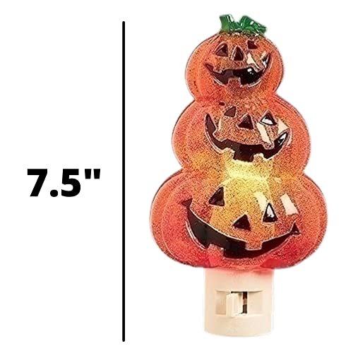 Roman Triple Jack-O-Lantern Halloween Swivel Plug Night Light 6 Inch
