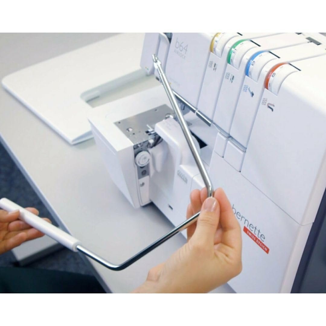 Bernette B64 Airlock Overlocker Sewing Machine with Automatic Air Threader, LED Light, Micro Thread Control - Heavy Duty Serger Quilting & Embroidery Kit, Needles, Thread, Bobbin, Table, Accessories