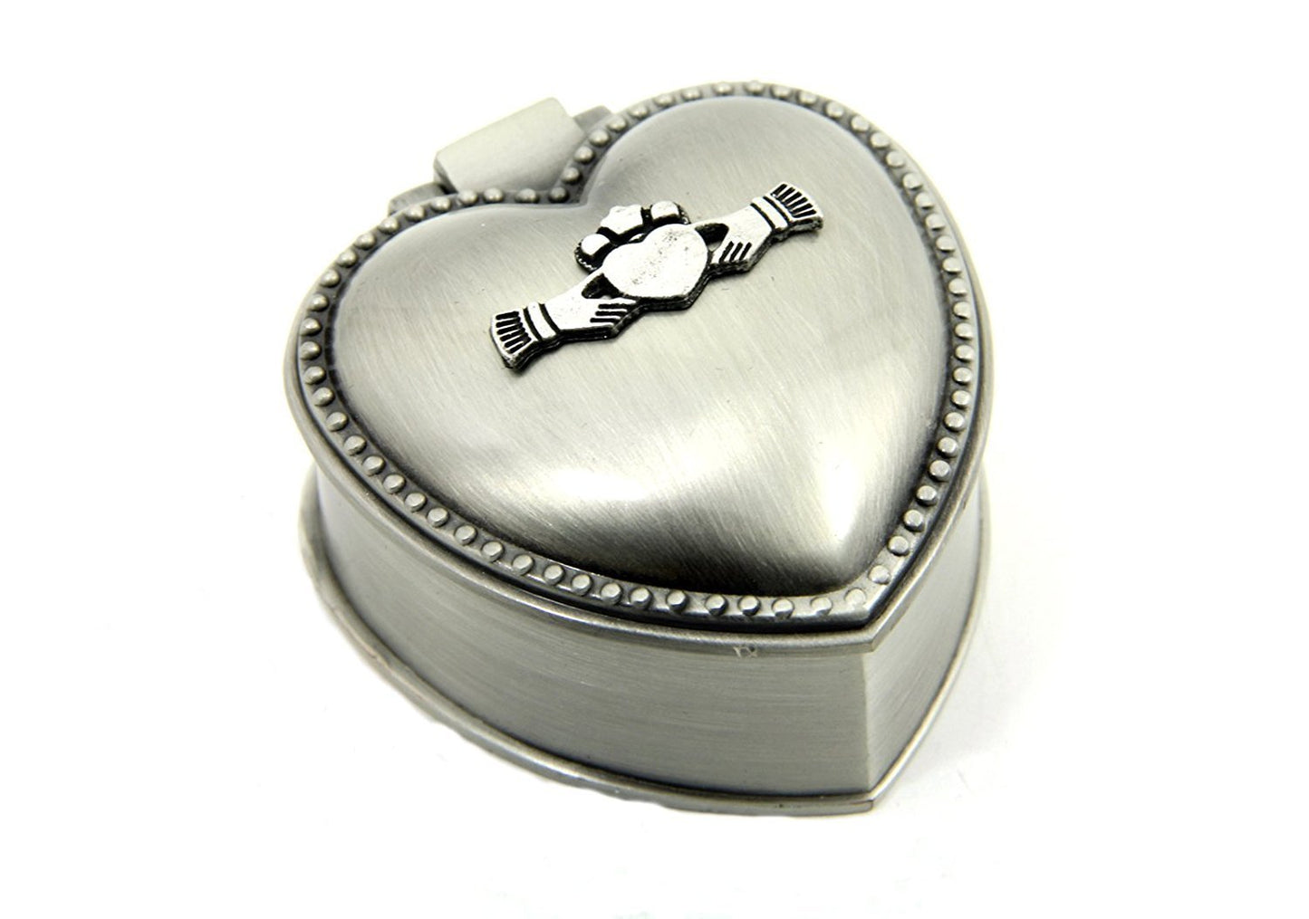 Mullingar Pewter Irish Gift for Women Jewelry Box Claddagh Heart Design 2 1/4 Inches by 1 1/4 Inches Pewter Made in Ireland