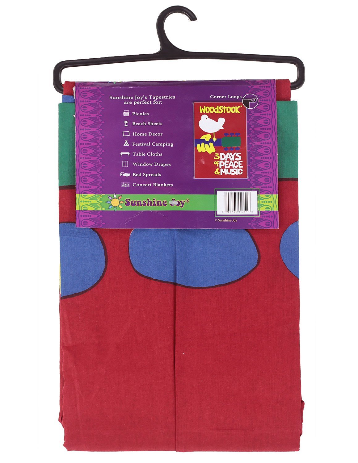 Sunshine Joy Woodstock Tapestry Red 60x90