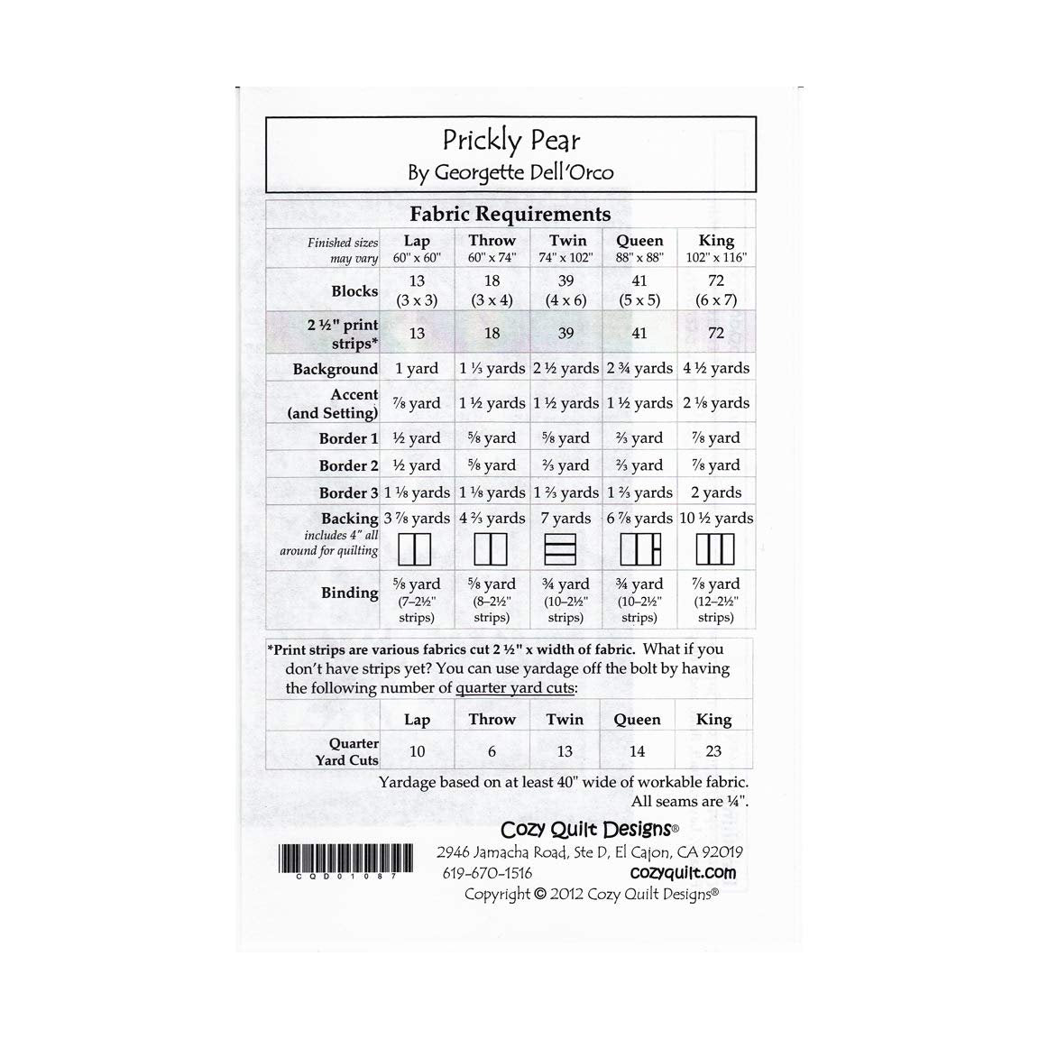 Cozy Quilt Designs 'Strip Club' Pattern - Prickly Pear (Includes Instructions for Five Project Sizes)