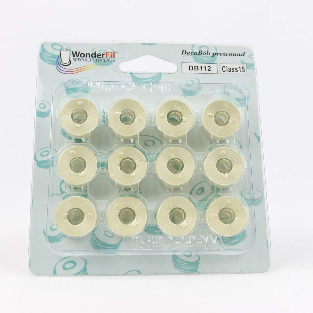 Antique White WonderFil Specialty Threads DecoBob Prewound Bobbins (Class 15) - White and Multicolored Shades