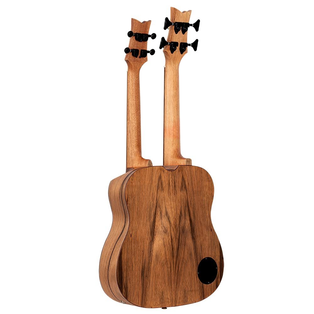 Ortega Guitars, 4-String Custom Built Series Double Neck Tenor Acoustic-Electric Ukulele & Uke-Bass w/Bag, Right (HYDRA-BSTE)