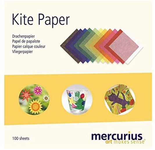 Mercurius Kite Paper 6"x6" Transparent Paper for Art Decorations at Home or School - 100 Colored Paper Sheets Block for Vibrant Origami, DIY Projects and Kids Crafts (11 Assorted Standard Colors)