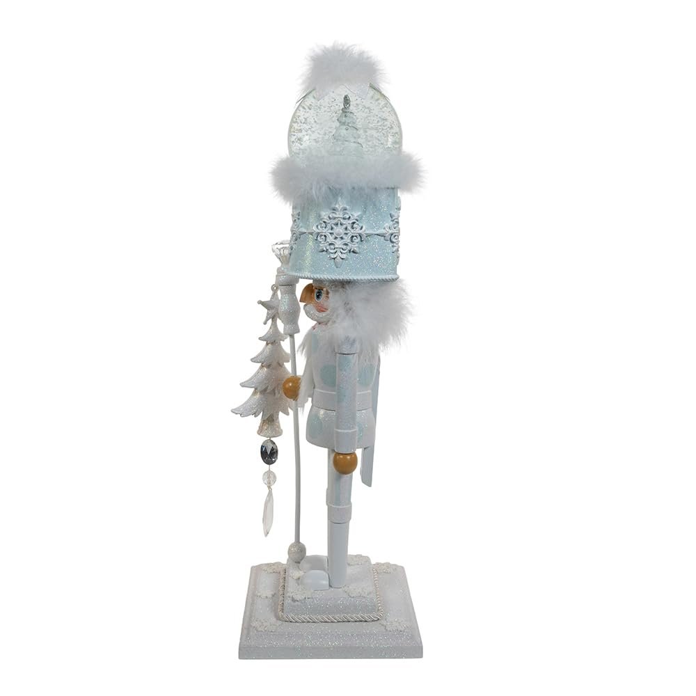 Kurt Adler Hollywood Nutcrackers Battery Operated Lit Animated Musical White Soldier Water Globes Hat Nutcracker