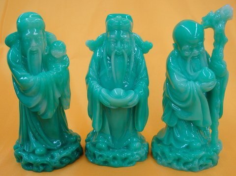 Feng Shui Import Green Fuk LUK Sau Three Gods Chinese Gods