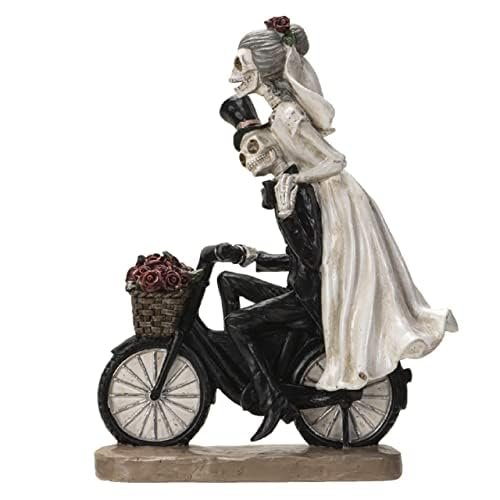 Pacific Trading Love Never Dies Skeleton Couple on Bicycle Figurine 11 Inch