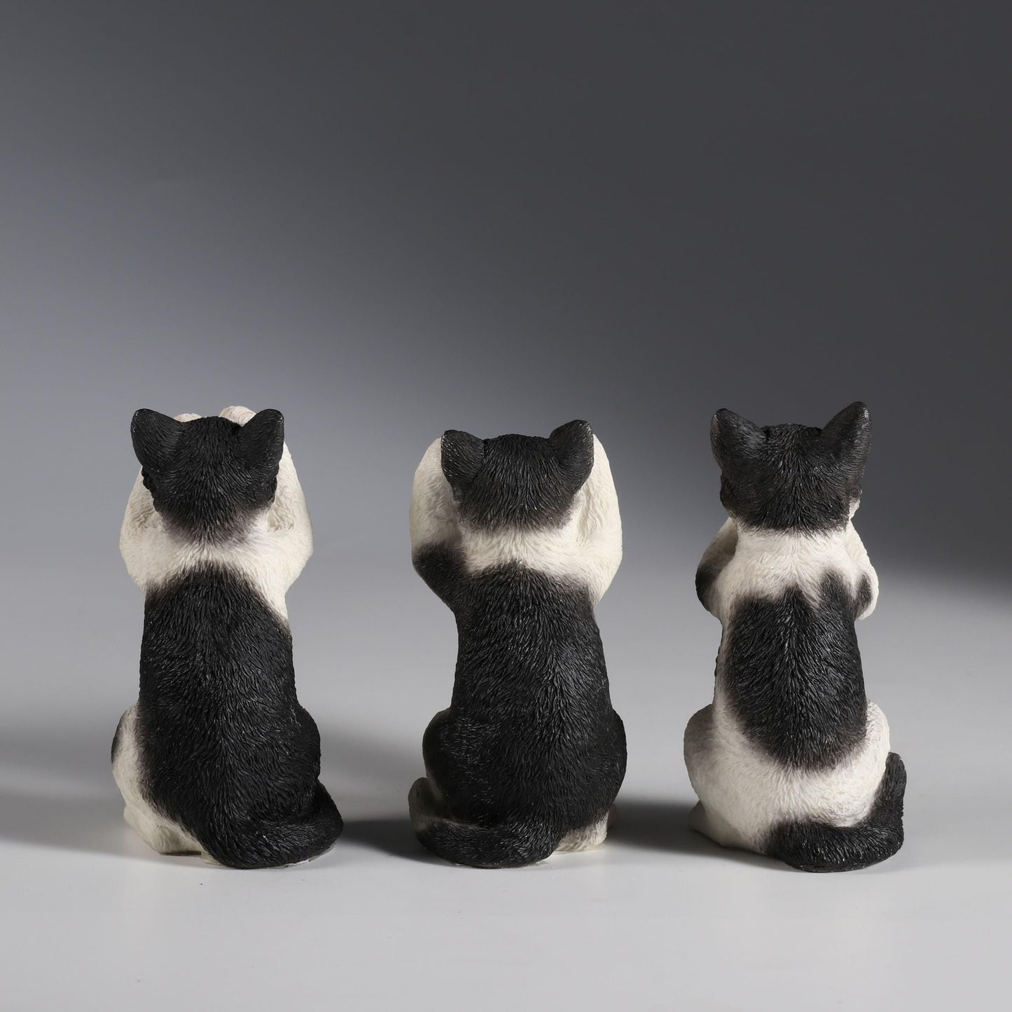 Veronese Design 3 3/4 Inch Black and White Kittens Hear Speak See No Evil Resin Figurine Miniature