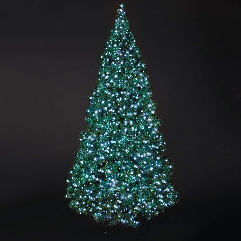 Roman Lights Superbright LED USB 1000L Cool White 84 ft, Green Cord Light Set, 10 Function Controller, 8 on/16 Off Timer, String, Perfect for Lighting Trees, Railings and More