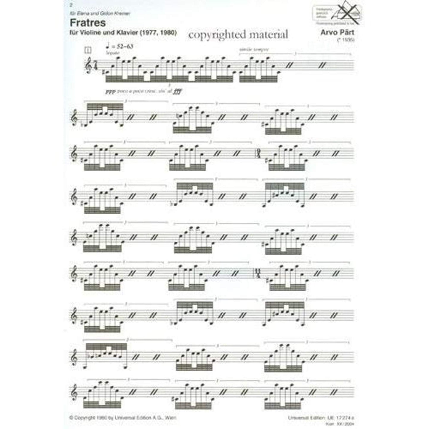 Pärt: Fratres (for violin & piano)