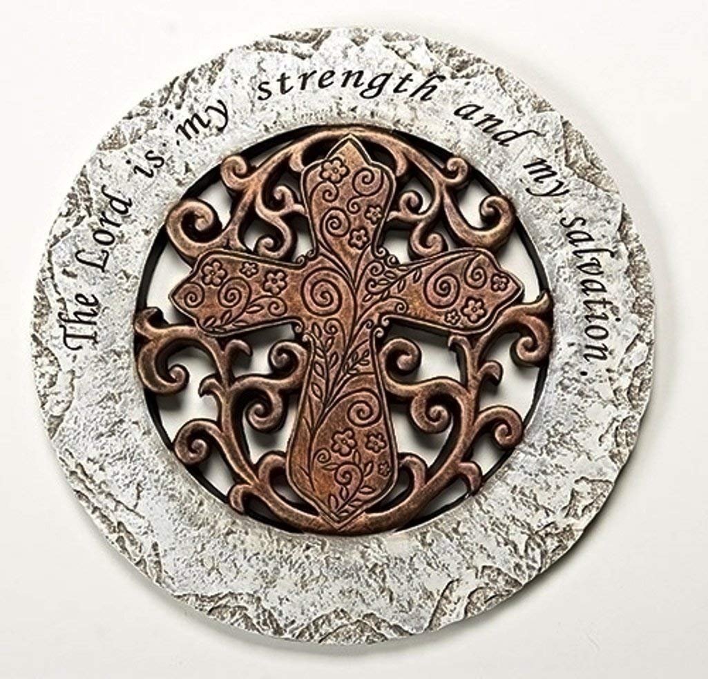 Roman Giftware Inc., Garden Collection, 12" D Cross Bronze Stepping,Religious, Inspirational, Durable (12x1x12)