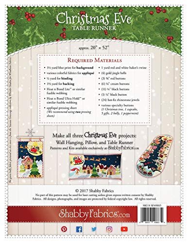 Christmas Eve Table Runner Pattern by Shabby Fabrics