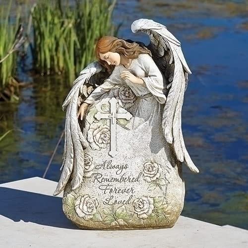 Joseph's Studio by Roman Inc., Memorial Angel Garden, Garden Collection, Religious Statue, Holy Family, Memorial, Angel, Patron Saint, Garden Décor (16x11x5)