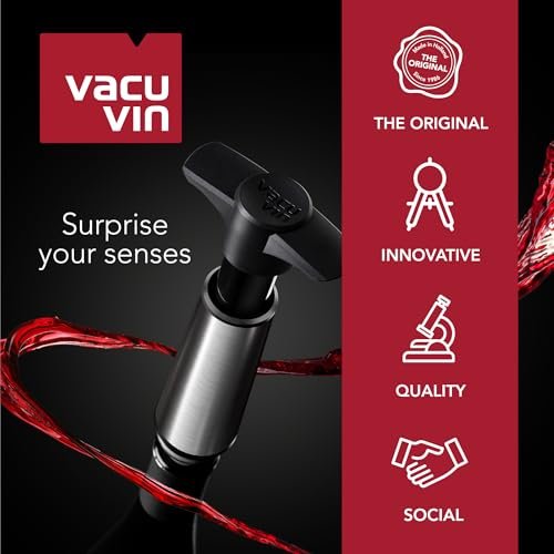 Vacu Vin Wine Saver Pump with Vacuum Wine Stopper - Keep Your Wine Fresh for up to 10 Days - Reusable - Made in the Netherlands…