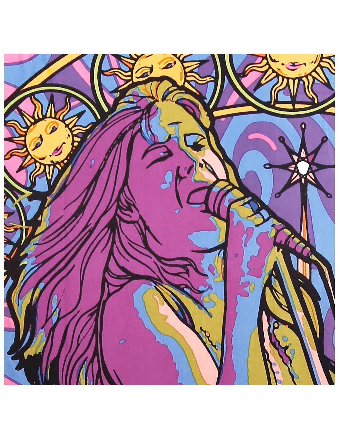 Sunshine Joy Janis Joplin Tapestry Hippie Wall Art Huge 60x90 Inches