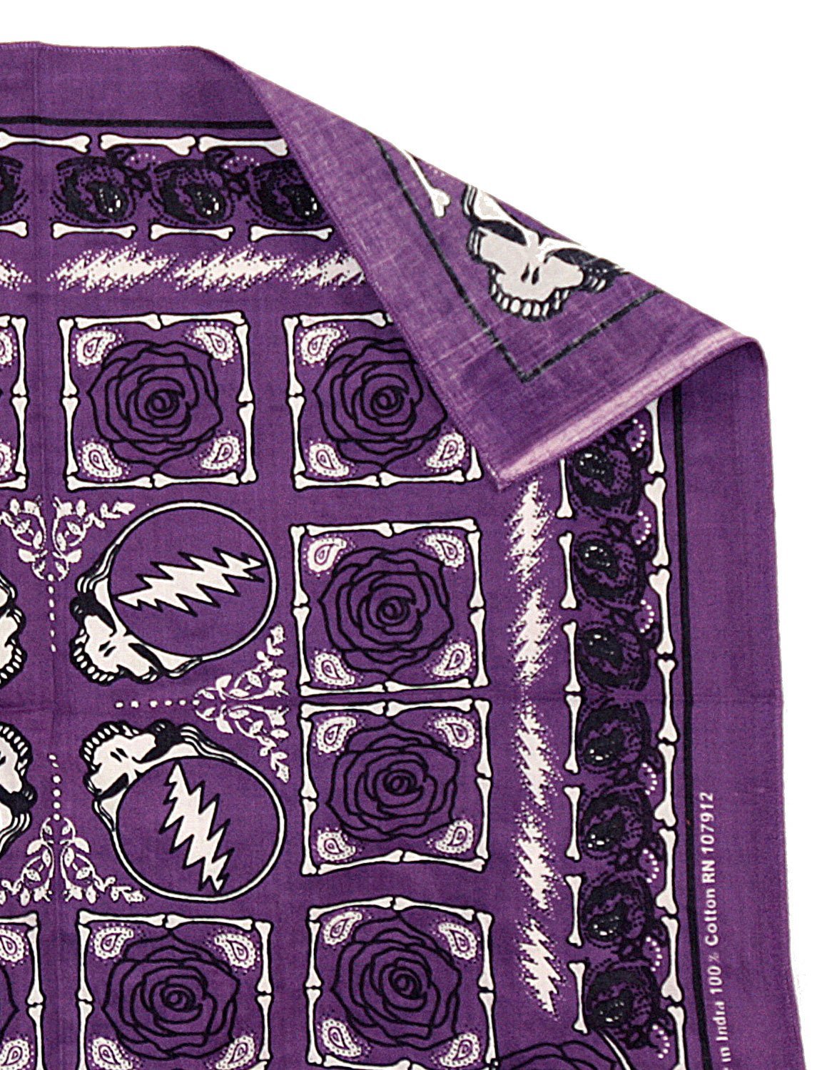 Sunshine Joy Grateful Dead Skull & Roses Bandana Grey